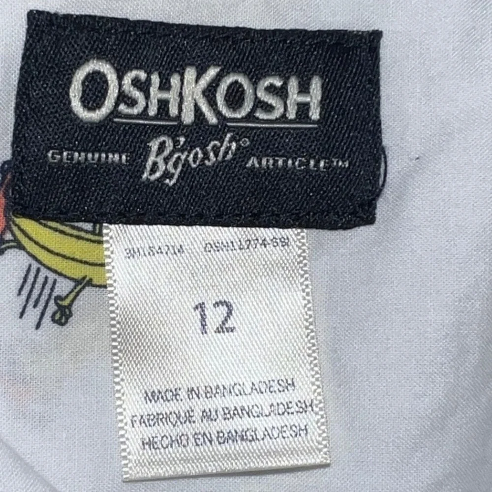 OshKosh‎ B'gosh Boys White Banana Skater Print Long Sleeve Button Up Shirt 12